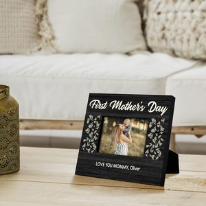 Notre première fête des mères cadre photo personnalisé première fête des mères <span class=keywords><strong>avec</strong></span> des noms, date 6 modèles, 2 tailles nouvelle maman 8x10 pouces - Product Image 6
