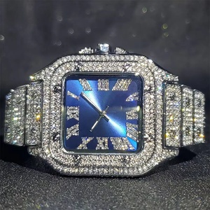 Reloj de Diamantes de Lujo para Hombre, Diseño Cuadrado Dorado con Números Árabes, Esfera Personalizada, Reloj de Pulsera de Cuarzo con Incrustaciones de Circonio - Product Image 4