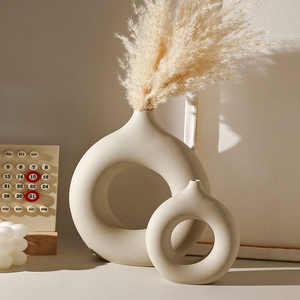 Jarrón de Cerámica de Porcelana Nórdica de Lujo Personalizado al por Mayor, Jarrón Decorativo de Cerámica con Forma de Donut para Flores Secas, Decoración del Hogar - Product Image 5