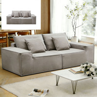 Italienisches Minimalistisches L-förmiges Samt-Kompressionssofa-Set Hochelastischer Schwammgefüllter Tofu-Block Modularer Wohnzimmer-Sofa