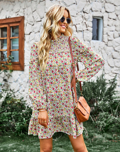 Abiti da Donna Autunno 2026, Moda Casual con <span class=keywords><strong>Maniche</strong></span> <span class=keywords><strong>Lunghe</strong></span> e Volant, <span class=keywords><strong>Vestiti</strong></span> <span class=keywords><strong>Corti</strong></span> Floreali - Product Image 6