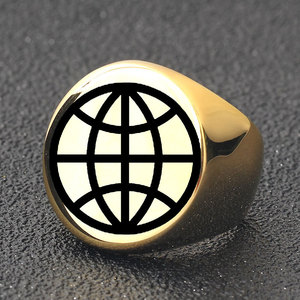 Bague globe en acier inoxydable pour homme, 22 mm, design géométrique, bijoux de mode ronds, cadeau - Product Image 4