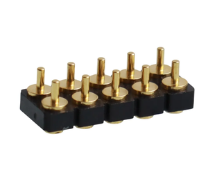 Conector Pogo Pin de doble fila de 2x5 pines con paso de 2.54mm, tipo DIP, con contacto cóncavo y resorte, para PCB y dispositivos inteligentes. - Product Image 3