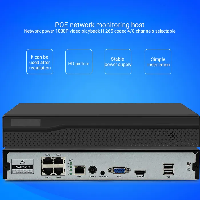 8CH 4CH 1080P 48V POE NVR CCTV NVR/אבטחת NVR IP מצלמה אבטחת מעקב ניטור מארח רשת וידאו מקליט