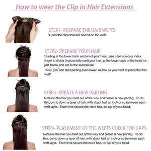 Uniy <span class=keywords><strong>Brazilian</strong></span>机器出厂价<span class=keywords><strong>Remy</strong></span>处女式波形夹人发加长头套装7件 - Product Image 4