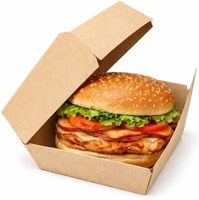 Biologisch afbreekbare, op maat gemaakte, wegwerp kartonnen hamburgerdoos, food grade, voor afhaalmaaltijden en bezorging van fastfood.