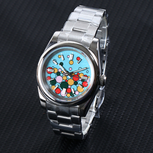 MINUTETIME Custom DIY Logo Automatic NH35 Watch Luxury 5ATM Waterproof Sapphire Blue Rainbow <b>Balloon</b> Automatic Mechanical Watch - Product Image 2
