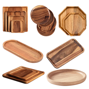 Juego de Bandejas de Madera de Acacia para Alimentos con Logo Personalizado Plato para Servir Bandeja para Taza de Té Café o Decoración con Velas - Product Image 1