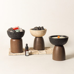 Porte-bougie aromatique et brûleur d'encens en béton, nouveauté, écologique, 100% naturel, ornement pour la maison, cadeau idéal - Product Image 3