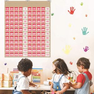 Tabla de bolsillos con cientos de espacios y 120 tarjetas numéricas, tablero de matemáticas de plástico de doble cara para aprendizaje en el aula - Product Image 6