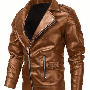 Chaqueta de Cuero Auténtico con Logotipo Personalizado, Chaqueta Bomber Extra Grande, Chaqueta de Cuero de Gamuza Marrón Oscuro - Product Image 2
