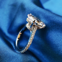 Bague d'éternité en zircone, bijoux pour femmes, fiançailles, mariage, sertissage à griffes ovales, romantique, plaqué argent, BOHAN