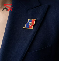 Broche en émail personnalisée avec logo, petite broche drapeau national, artisanat en métal, épingles souvenir d'Haïti, badge