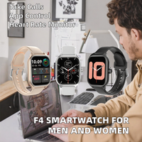 Montre connectée sportive F4 pour hommes et femmes, moniteur de pression artérielle et de fréquence cardiaque, répondre aux appels, Android IOS, musique, suivi de la forme physique, 41-43 mm