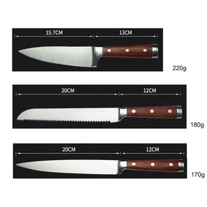 Lot de 9 couteaux <span class=keywords><strong>japonais</strong></span> forgés en acier inoxydable avec manche en <span class=keywords><strong>bois</strong></span>, <span class=keywords><strong>ciseaux</strong></span> de chef, couteau à découper le pain, couteau à désosser, vente en gros - Product Image 3