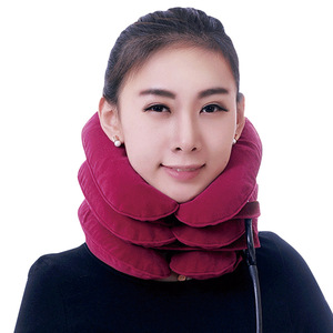 Dispositivo de tracción cervical de tres capas Luo Mai, eléctrico, con batería incorporada, color rojo rosa, para uso en el hogar y la oficina - Product Image 1