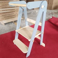 Bois bébé enfant en bas âge escabeau pour enfant étapes de la tour d'apprentissage tour de cuisine pour enfants tabouret pliant en bois tour d'apprentissage