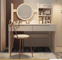 Nouvelle coiffeuse intégrée minimaliste moderne de luxe léger 2025 avec miroir éclairé réglable pour chambre à coucher