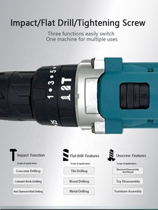 KM Precio al por mayor Batería recargable Taladro eléctrico de impacto de 13mm Taladro percutor eléctrico con mango - Product Image 2
