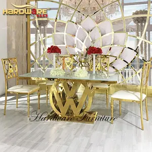 Mueble de banquete moderno, mesa de comedor de cristal rectangular para eventos y bodas