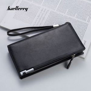 กระเป๋าสตางค์ใบยาวสำหรับผู้ชายแบรนด์ Baellerry ทำจากหนัง PU สีดำกาแฟ กระเป๋าคลัทช์อเนกประสงค์พร้อมซิปและช่องใส่บัตร - Product Image 1