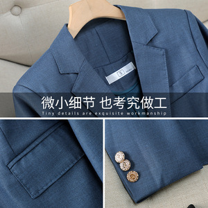 Women's Misty Blue Suit Set Polyester Satin Full Sleeve Elegant Anti-Wrinkle Autumn Professional Style - Product Image 3