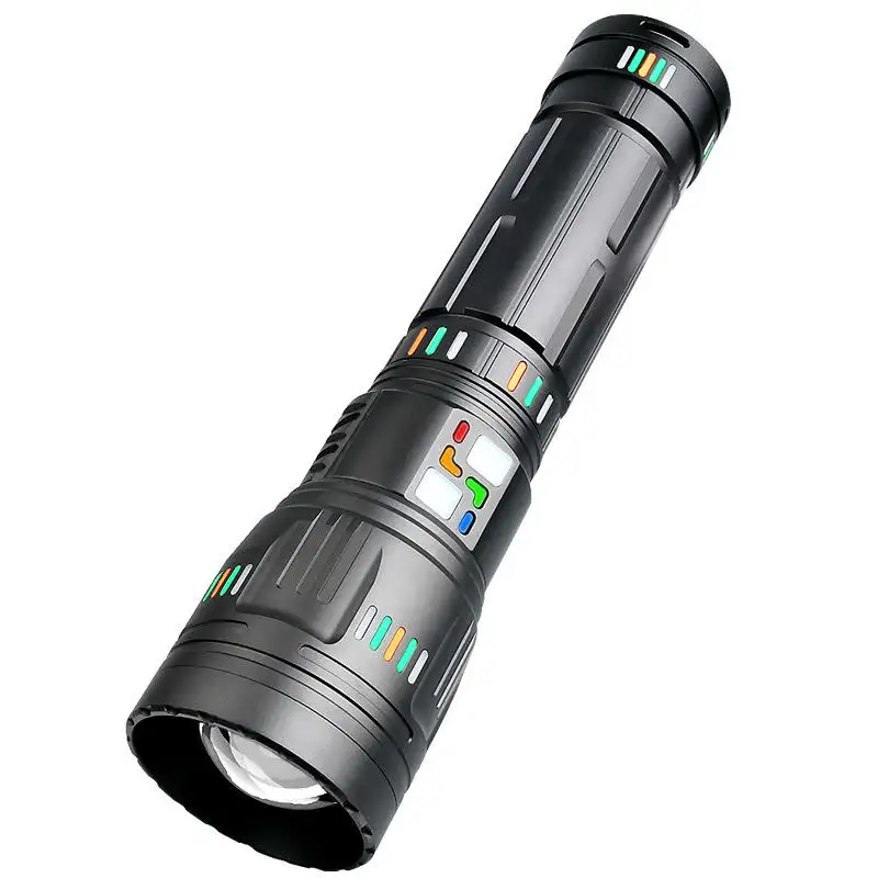 रिचार्जेबल एलईडी टॉर्च के लिए चमकदार स्ट्रिप्स 30000 Lumens 7 मोड Zoomable निविड़ अंधकार आउटडोर आपातकालीन सुपर उज्ज्वल मशाल