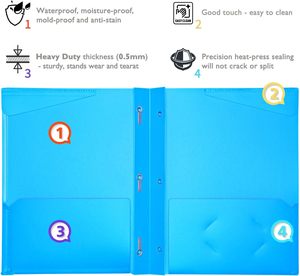 Porte-documents <span class=keywords><strong>en</strong></span> plastique robuste avec pochette transparente sur le devant, 3 pochettes avec languettes et fentes pour cartes, pour feuilles au format lettre - Product Image 3