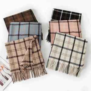 Bufanda de Cachemira Sintética con Estampado a Cuadros Estilo Coreano para Otoño e Invierno, Bufanda Larga con Borlas y Diseño de Pata de Gallo, Gruesa y Cálida para Mujer - Product Image 2