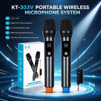 Ensemble de microphones sans fil UHF double HN-303V, micros portatifs sans fil pour karaoké, scène, réunion, discours