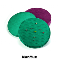 Plateau rond en velours haute capacité pour bagues, avec logo personnalisé, pour vitrine de magasin, organisateur de bijoux de luxe, plateau de rangement pour boucles d'oreilles et bijoux, vente en gros