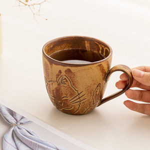 Tazza Creativa in Ceramica Stile Giapponese <span class=keywords><strong>Vintage</strong></span> con Manico, Tazza per Caffè e Tè, Graziosa Tazza per Colazione con Rilievi - Product Image 4