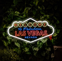 Letrero de Neón Led Personalizado 'Welcome to Fabulous Las Vegas' con Panel de Acrílico, Luces de Neón con Logotipo para Hotel, Deportes, Cerveza e Iluminación