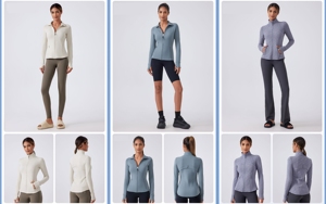 Vêtements de sport d'automne à manches longues, veste zippée ajustée, hauts d'entraînement, course à pied, sports d'<span class=keywords><strong>hiver</strong></span>, vêtements de sport de gym - Product Image 3