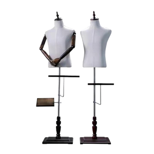 Torse de <span class=keywords><strong>mannequin</strong></span> de tailleur de forme masculine de <span class=keywords><strong>buste</strong></span> de corps supérieur <span class=keywords><strong>avec</strong></span> le <span class=keywords><strong>bras</strong></span> en bois réglable - Product Image 3