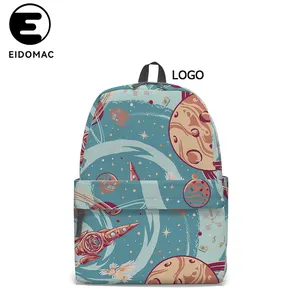 DIY Youth Backpack Wide Edge Portable Outdoor Leisure Pattern Sports Backpack Zipper Double Pocket Cup Computer Bag