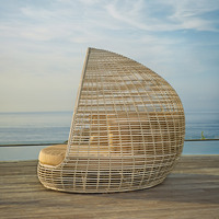 Offre Spéciale lit d'extérieur en rotin de jour pour salon d'extérieur coussins de canapé Patio Garden Rattan Cocoon Lounge Bed