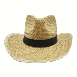 Chapeau de cowboy en paille écologique en gros avec logo personnalisé pour la pêche en extérieur et usage décontracté - Chapeau unisexe promotionnel à prix réduit - Product Image 3