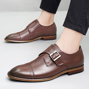 <span class=keywords><strong>Chaussures</strong></span> en cuir pointues pour hommes, style britannique, respirantes, antidérapantes, à enfiler, pour l'automne - Product Image 3
