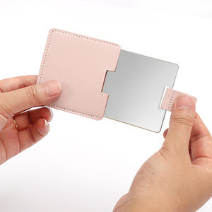 Venta al por mayor de acero inoxidable de belleza personalizada Mini espejo portátil de cuero PU bolsillo espejo de maquillaje - Product Image 4