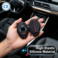 Coque de clé BMW en silicone nid d'abeille bicolore noir bleu rouge finition mate douce avec logo personnalisé