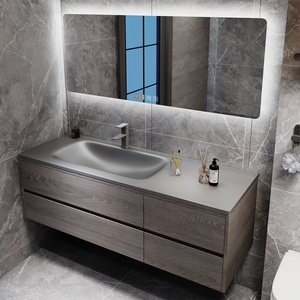Modern luxury waterproof rock panel hot bending integrated basin all aluminum honeycomb aluminum bathroom cabinet - Product Image 1