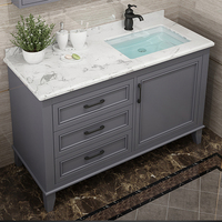 Lemari Kamar Mandi Kayu Solid Warna Biru dengan Finishing Cat Lacquer, Model Lantai, Promo Eropa