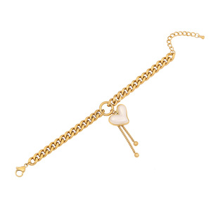 Collar de alma gemela de plástico perla corazón oro sólido Acero inoxidable corazón collar pulsera minimalista amante joyería corazones borla - Product Image 4