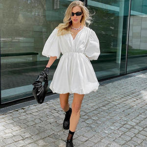 Buy <strong>Bulk</strong> <strong>Items</strong> for Resale Summer Women Clothes V-neck Dress Long Puff Sleeve A-line Casual Short Mini Dresses - Product Image 2