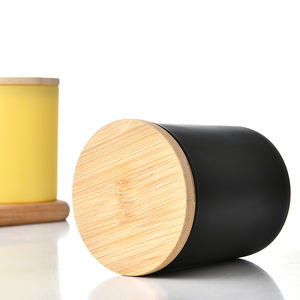 Tarro de vela de vidrio marrón de 18OZ Fondo transparente Capacidad de 8oz Tapa de bambú Portavelas plano resistente al calor Cuenco de madera con logotipo personalizable - Product Image 4