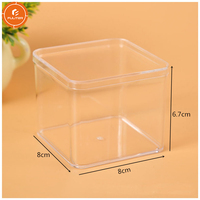 Boîte à bonbons carrée transparente en PET de qualité alimentaire 8x8x6,7 cm, conteneur de présentation en acrylique de 2 mm pour le sucre