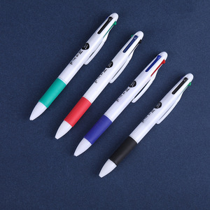 Stylos à bille en gros pour l'école et le bureau, stylos à bille en plastique blanc les moins chers, encre 4 couleurs, avec impression de logo personnalisé - Product Image 4