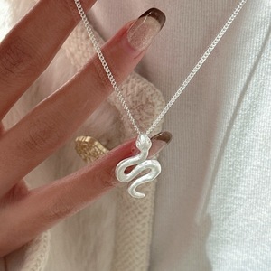 S925 argent Sterling rétro INS Style petit collier pendentif serpent givré Version coréenne de la chaîne de clavicule Simple pour la vente en gros - Product Image 5