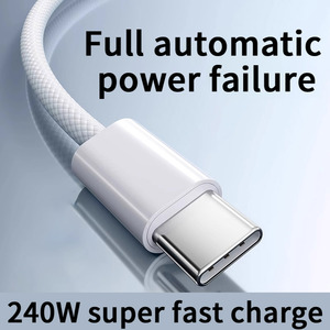 Cable de Carga Trenzado de 2 Metros y 240 W de Tendencia, Tipo C a Tipo C, Cable de Datos de Carga Rápida de 240 W para <span class=keywords><strong>iPhone</strong></span> 15 Pro Max, Cable <span class=keywords><strong>USB</strong></span> C - Product Image 4